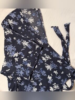 Wrap around tie top in blue from Meri Skye women’s 1X
